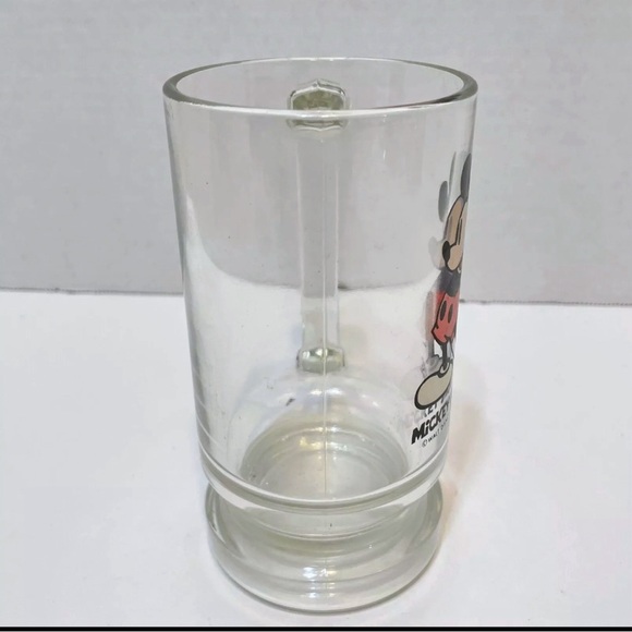 Vintage Walt Disney Mickey Mouse Clear Glass Beer Mug Cup Stein 7.25 inches - Picture 3 of 6